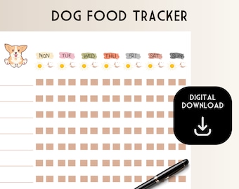 Dog Food Tracker - 12 Week | Household Dog Food Chart For Couples, Dog Walker Planner, Feed Dog Reminder, Printable Pet Chart