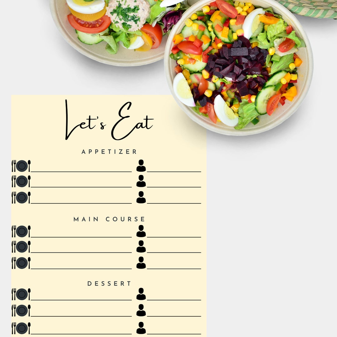 Potluck Menu Let's Eat Printable Menu - Etsy