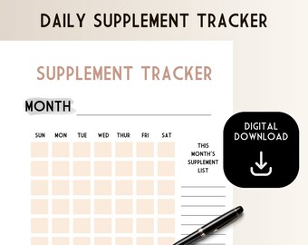 Rastreador de suplementos, planejador de vitaminas, diário de estilo de vida saudável, registro de suplementos dietéticos, planejador de minerais para impressão