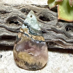 Scenic Moss Agate Cabochon - Multicolored Indonesian Semi-Precious Stone, Teardrop Shape, Unisex, Handmade in the USA