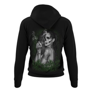 Cuddly hoodie women&#39;s motif tattoo skull girl design skull women&#39;s hoodie with hood outfit tattoo rocker clothes size. XS-XXXL
