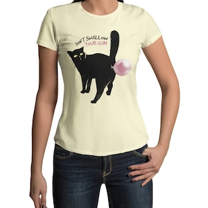 JokeGift Idea per le donne Cat Black Cat Motif Bubble Cat T-Shirt da donna con funny saying gattino per cat mamma in taglia XS-3XL