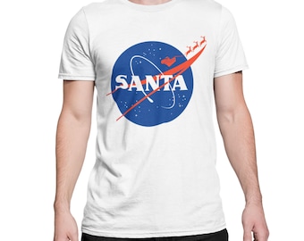 NASA Space Santa Claus - Camiseta para hombre con diseño festivo, diseño de Papá Noel, talla regular XS-XXXXXL…
