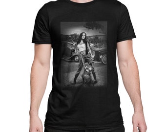 Camiseta para Hombre Estampada Hot Rod Girl con Bulldog Inglés Estilo Rockabilly para Hombre Estampado Frontal Algodón Regular Fit S-5XL