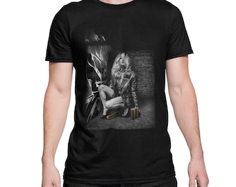Camiseta para Hombre Estampada con Motivo de Chica Graffiti Camiseta de Manga Corta Ropa para Hombres Estampado Frontal en Estilo Tatuaje Amantes del Tatuaje S-5XL...