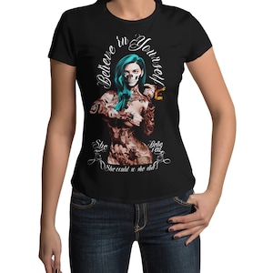 Modern Women's T-Shirt She Believe Short Sleeve Top for Women Vintage Top for Tattoo Tattooist Cotton Regular Fit XS-XXXL...