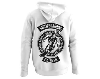Championship Extreme Sport Snowboarder Sudadera con capucha para hombre con snowboard Sudadera con capucha unisex Traje de snowboard Blanco, Gris jaspeado S - XXXXXL...