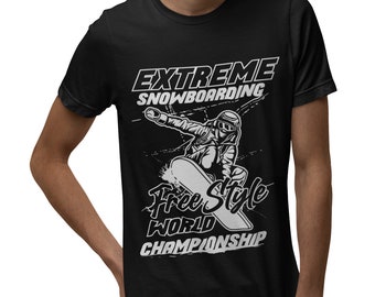 Camiseta de Hombre con Diseño de Snowboarder de Deporte Extremo del Campeonato Mundial de Snowboard Camiseta de Hombre Conjunto de Snowboard Tallas Grandes S - XXXXXL...