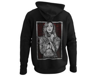 Sudadera con Capucha para Hombre con Estampado en La Espalda, Motivo Realista de Chica Tatuaje, Sudadera con Capucha para Hombre, Conjunto con Capucha, Jersey de Manga Larga Rocky, Tallas de Ropa XS-5XL