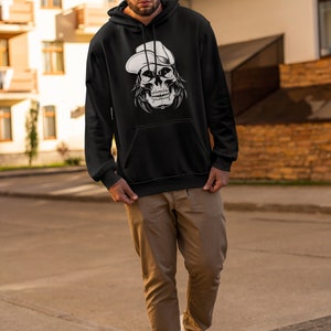 Skater Hoodie Skull Hooded Sweater Unisex voor mannen motief schedel dragen hoed mannen hooded sweatshirt maat S-5XL afbeelding 8