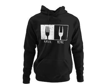Stylish Hoodie for Men's Motif Metal Plastic Sweater with Hood for Men in Black Black Top Long Sleeve Size S-XXXXXL