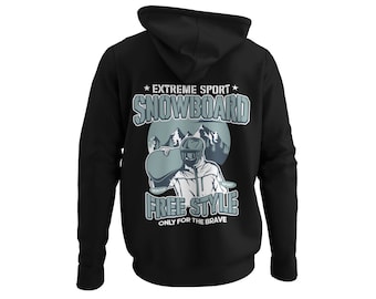 Extreme Sport Snowboarder Sudadera con Capucha para Hombre con Snowboard Sudadera con Capucha Unisex Snowboarding Backprint The Brave Size S-XXXXXL…