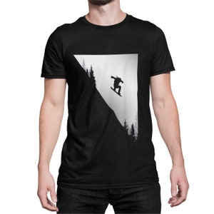 Snowboarder Men's T-Shirt with Snowboad Downhill Jump Design Men Tshirt Snowboarding Regular Fit Black Black Large Sizes S - XXXXXL...