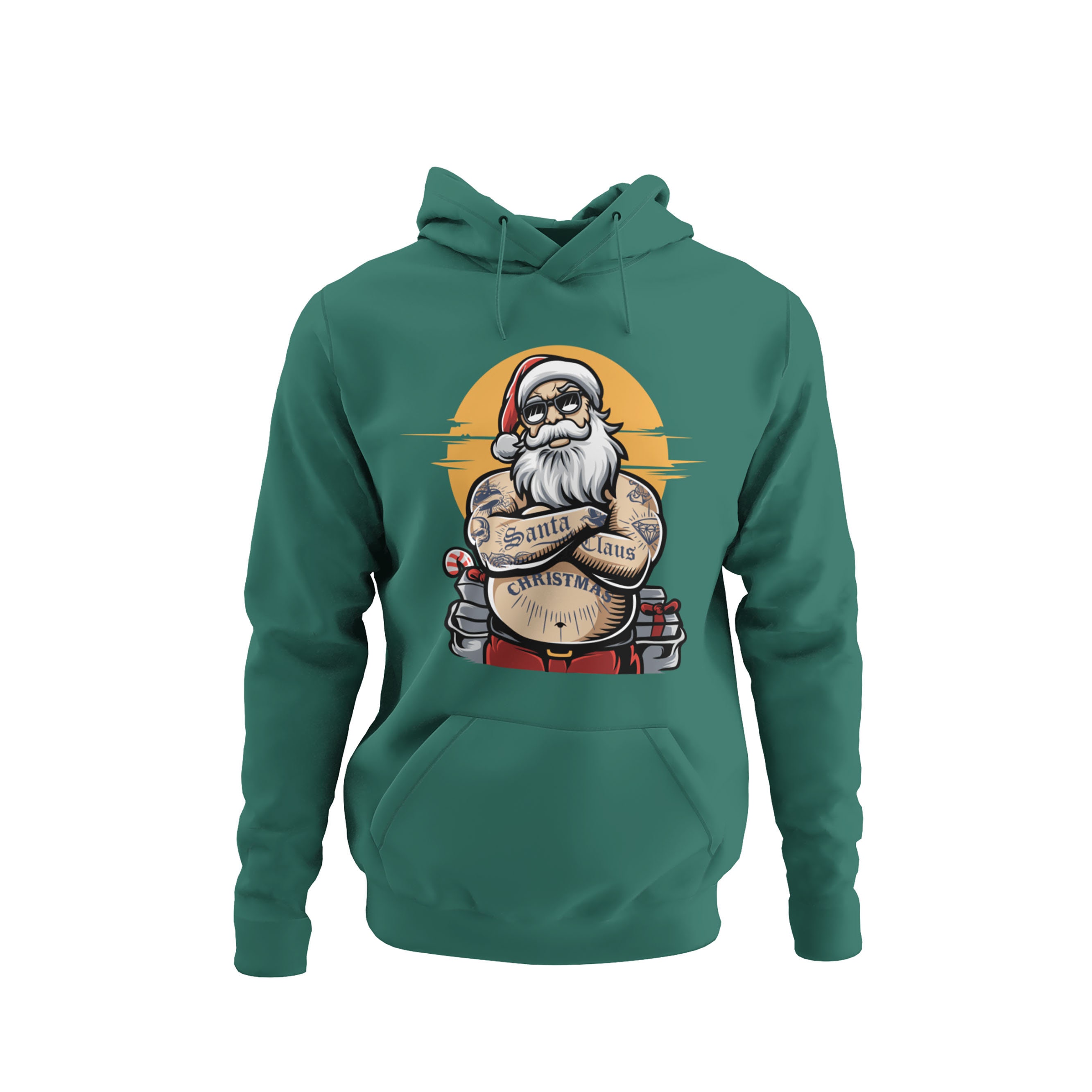 Tattooed Santa Claus Hoodie for Christmas Santa Claus Hoodie for