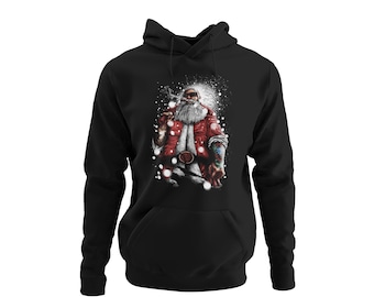 Christmas sweater hoodie men with Christmas motif for men Hooded sweatshirt with cheeky motif Bad Ass Santa Regular Fit Size S - XXXXXL