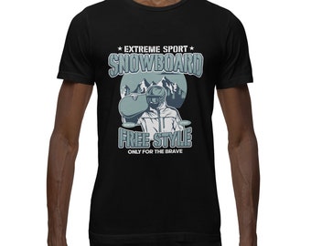 Extreme Sport Snowboarder Camiseta Hombre con Diseño Snowboard Camiseta Hombre Traje Snowboard Estampado Frontal The Brave Size. S - XXXXXL