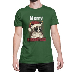 Kerst shirt mannen T-shirt met kerst motief brutale zeggen mannen tshirt Merry KissMyAss reguliere pasvorm in grote maten s - XXXXXL...