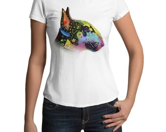 Premium Dames T-Shirt Print Miniatuur Bull Terrier Dames Shirt voor Hondenfans Regular Fit in Maat XS -XXXL...