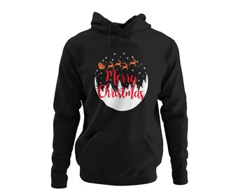 Sudadera con capucha Feliz Navidad Papá Noel para Navidad Sudadera con capucha navideña para ocasiones festivas, unisex para mujeres y hombres, ajuste regular