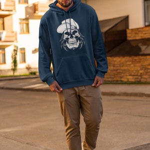 Skater Hoodie Skull Hooded Sweater Unisex voor mannen motief schedel dragen hoed mannen hooded sweatshirt maat S-5XL afbeelding 6