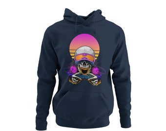 Gamer Hoodie Zocker Hoodie Unisex for Men Motif Skull Gamer Men's Hooded Sweatshirt in Black or Navy Blue Size S-5XL