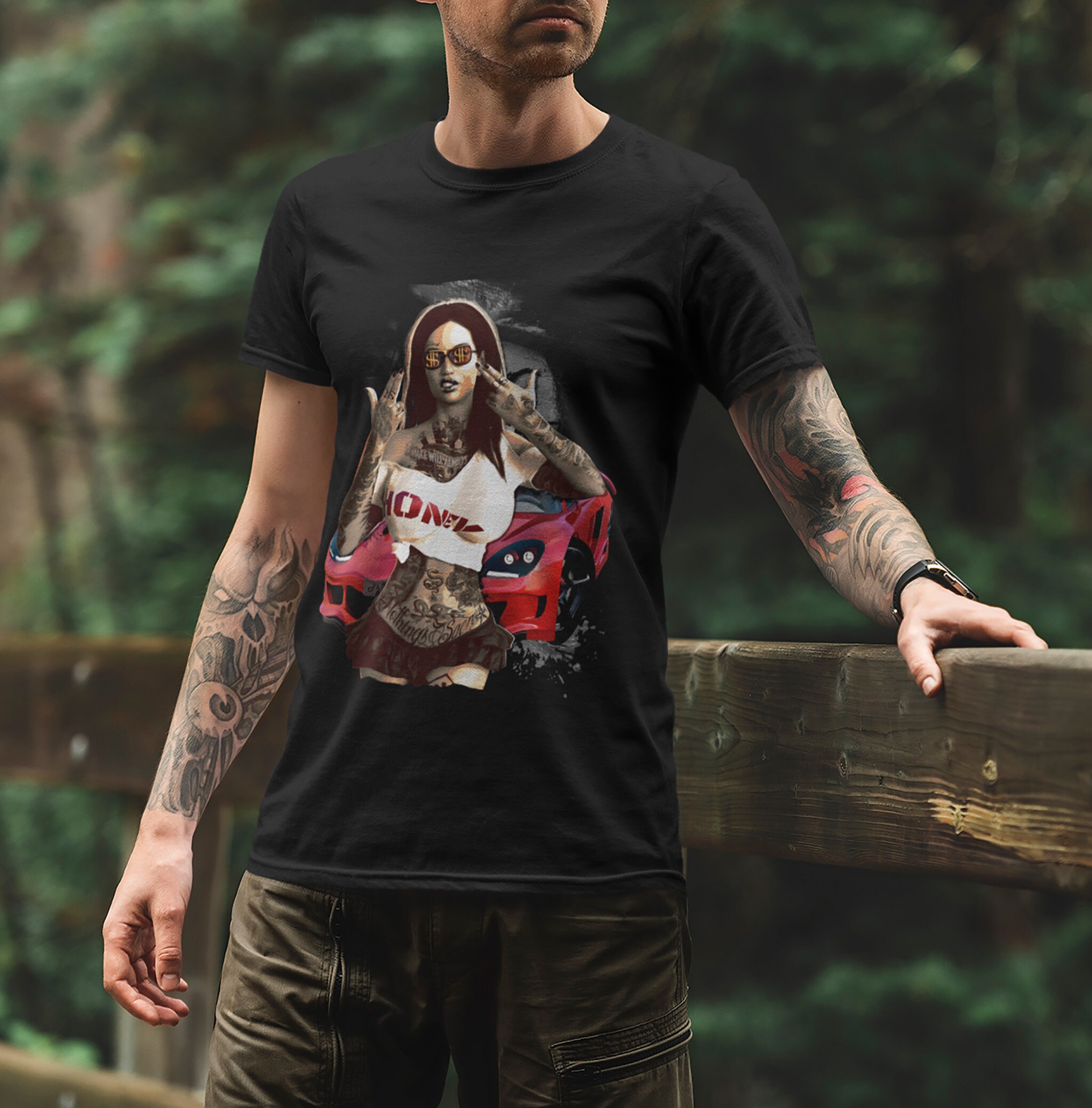 Baddery Streetwear T-Shirt – 'Black Sheep' & 'Get Inked' Design, Für Männer & Frauen, Viele Größen