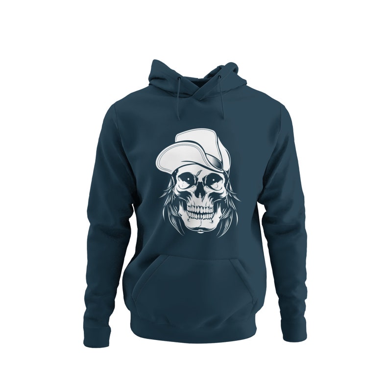 Skater Hoodie Skull Hooded Sweater Unisex voor mannen motief schedel dragen hoed mannen hooded sweatshirt maat S-5XL Navy Blue