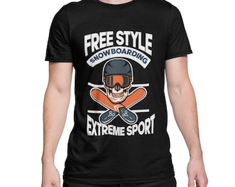 Free Style Extreme Sport Snowboard Camiseta Hombre con Diseño Snowboarder Camiseta Hombre Ropa Snowboard Tallas Grandes S - XXXXXL...