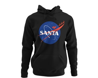 Sudadera con capucha de Papá Noel espacial de la NASA con motivo navideño, sudadera con capucha para hombre, para ocasiones festivas, unisex, talla regular XS-XXXXXL…