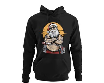 Tattooed Santa Claus Hoodie for Christmas Santa Claus Hoodie for Festive Occasions Unisex Women and Men XS - XXXXXL…