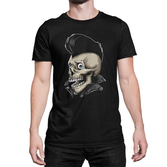 Rockabilly Heren T Shirt Skull Shirt Unisex for Men Motief Skull Hello Skull in Zwart Wit Grijs Kaki Maat S 5XL. Etsy Belgie