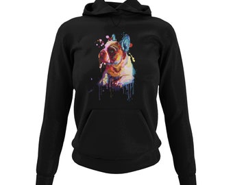 Women's Hoodie Hooded Sweatshirt Motif Frenchy French Bulldog Women Hooded Sweatshirt for Real French Bulldog Fans Black XS-3XL