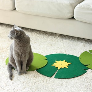 Felt Cat Scratcher Mat: Lily Pad Activity Rug, Cat Carpet Lounge