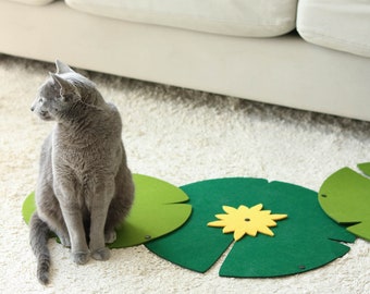 Felt Cat Scratcher Mat: Lily Pad Activity Rug, Cat Carpet Lounge