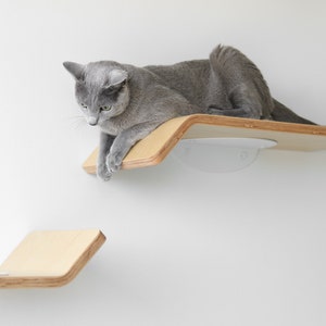 Floating Cat Shelves Minimalist Modern Cat Furniture Cat Bridge Set Cat Perch for Play, Cat Lounge & Sleep Wall-Mounted Shelves image 3