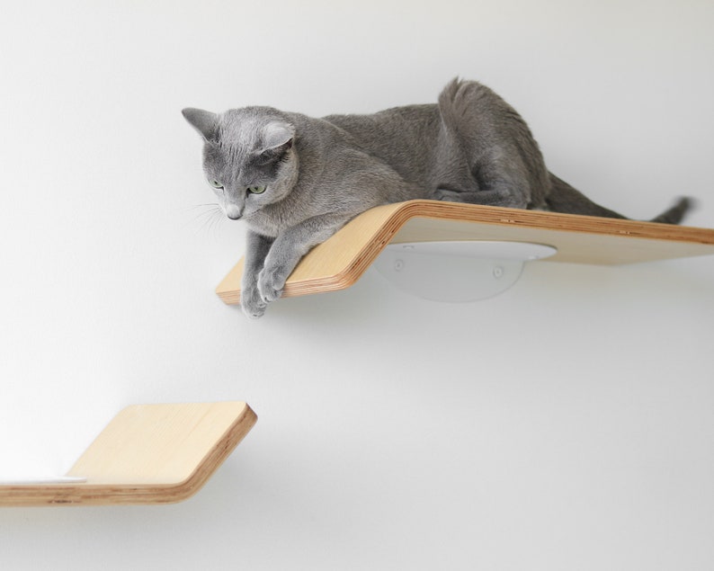 Floating Cat Shelves Minimalist Modern Cat Furniture Cat Bridge Set Cat Perch for Play, Cat Lounge & Sleep Wall-Mounted Shelves image 3