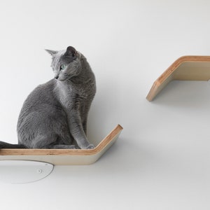 Floating Cat Shelves Minimalist Modern Cat Furniture Cat Bridge Set Cat Perch for Play, Cat Lounge & Sleep Wall-Mounted Shelves image 1