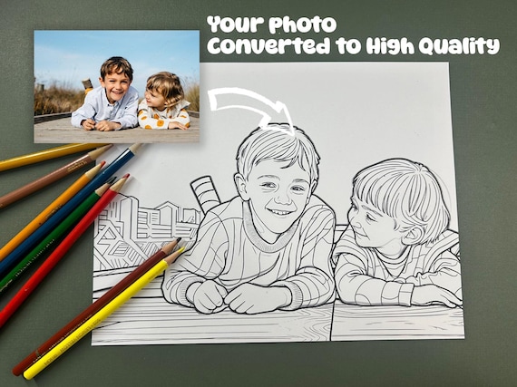Custom Coloring Pages from Photo,Premium coloring book, Custom Sketch Coloring Page, Custom Kids Activity Page, Photo Outline Coloring Page