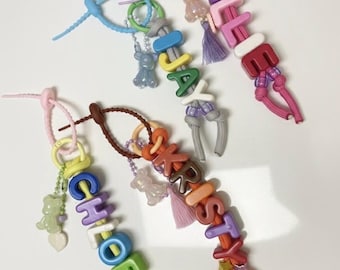 Custom Name Beaded Keychain | Alphabet Bag Charm, Kids Name Tag, Personalized Accessory