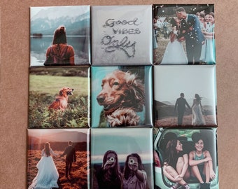 Same Day Delivery *** Custom photo Magnets 2"x 2"_ 9pcs | Gift for Couples| Holiday Gift | Custom Fridge Magnets | Birthday Gift