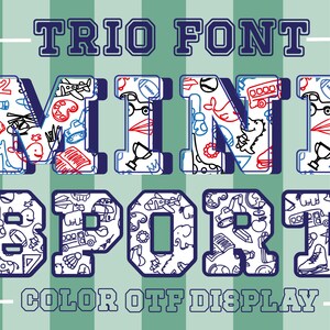 Fuente Mini Sport / Tipografía divertida para niños / Letras deportivas divertidas / Actividades para jóvenes / Diseño apto para niños / Tema atlético / Proyectos de bricolaje para niños