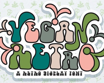 Fuente de visualización Retro Groovy: tipografía vegana retro