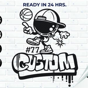 Custom Basketball Graffiti SVG | Funny Sports Design | Cartoon Basketball Clipart | Urban Basketball SVG | Sports Graffiti