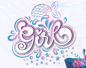 Retro font, vintage font, Mermaid Font, Mermaid Letter, Mermaid tails SVG