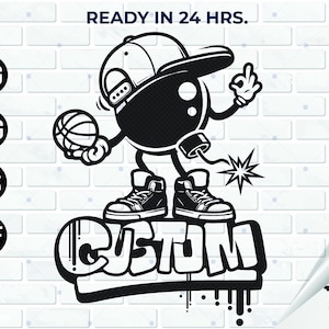 Graffiti Cartoon Bomb SVG Basketball Street Art für trendige individuelle T-Shirts