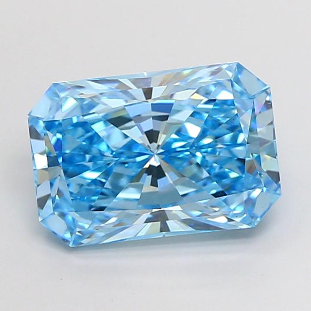 4.09 Ct Radiant Blue Lab Grown Diamond Ring, Fancy Vivid Blue ...