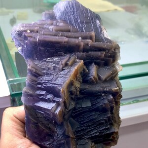 Step By Step Purple Fluorite Specimen, Natural Phantom Cubic Purple Fluorite Specimen, Cabinet Size Purple Cubic Fluorite - 1480 Gram