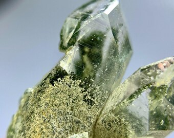 Green Phantom Quartz Cluster: Natural Chlorinated Mineral Specimen, 11 Gram