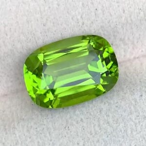 August Birthstone Peridot Loose Gemstone, Natural Long Cushion Cut Peridot Stone, Apple Green Peridot For Jewelry Making - 8.64 Carat