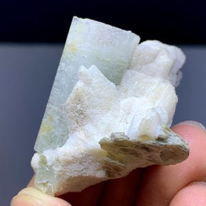 Natural Aquamarine Crystal Specimen, Stunning Hexagonal Aquamarine Crystal, Covered in Mica, Skardu Aquamarine For Collection - 87 Gram